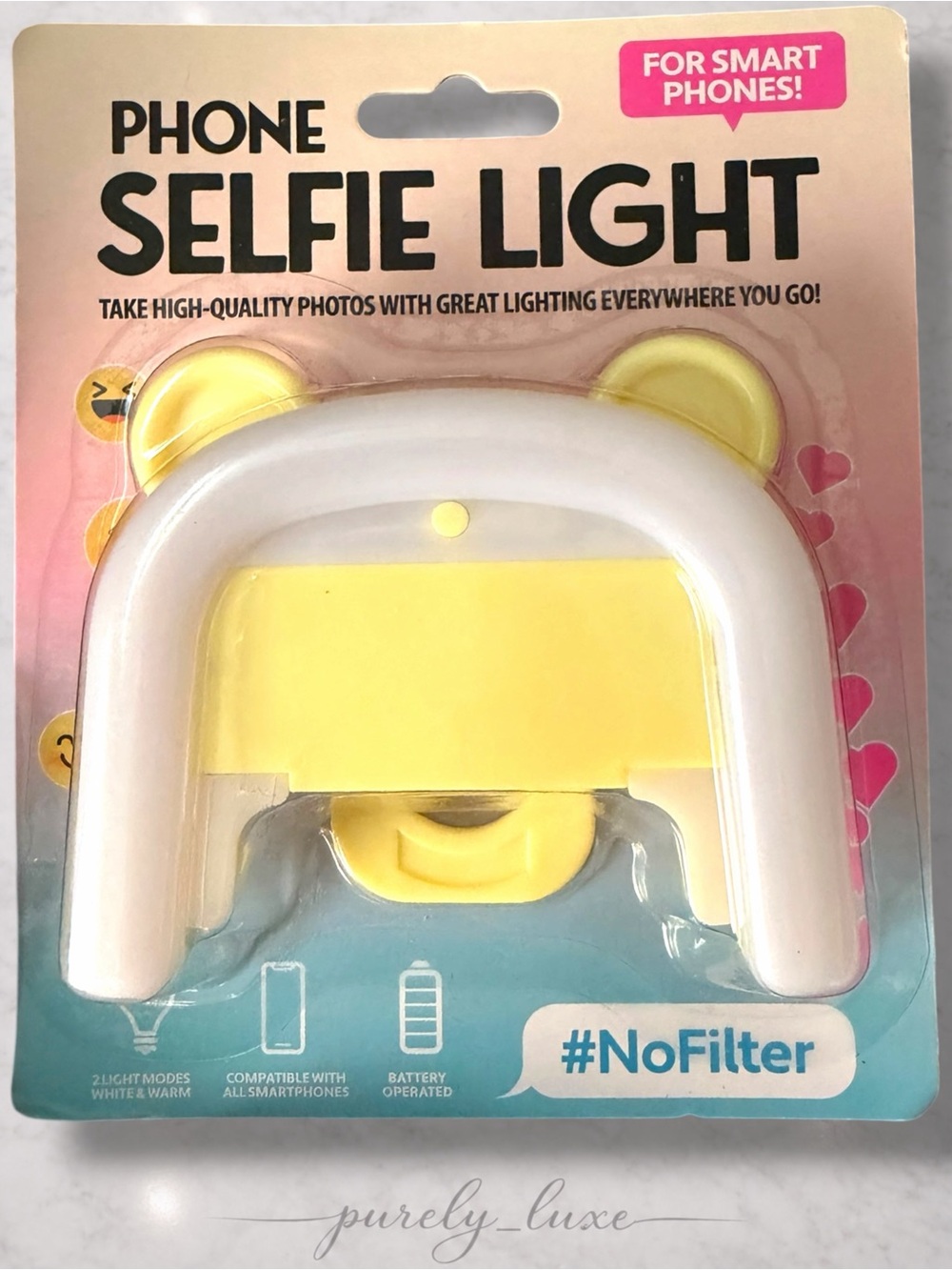 Yellow & White Phone Selfie Light - Clip-On LED for Smartphones